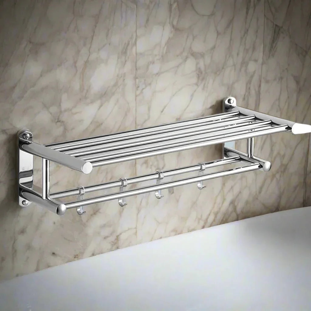 Skanto | Skanto SteelRack Stainless Steel Towel Holder – Space-Saving Wall Mount with Modern Minimalist Design for Bathrooms and Kitchens