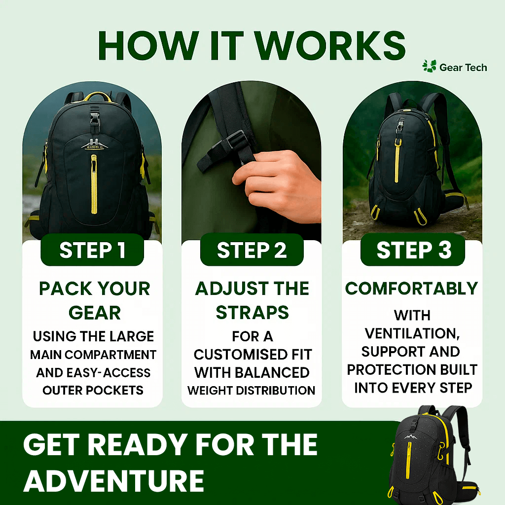 Skanto | 40L Waterproof Hiking Backpack with Multiple Compartments for Outdoor Adventures and Travel