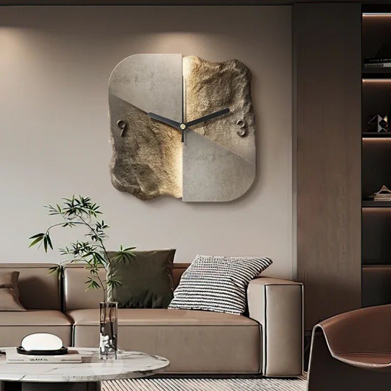Skanto | StoneAura – Modern Sandstone Effect Wall Clock with Silent Quartz