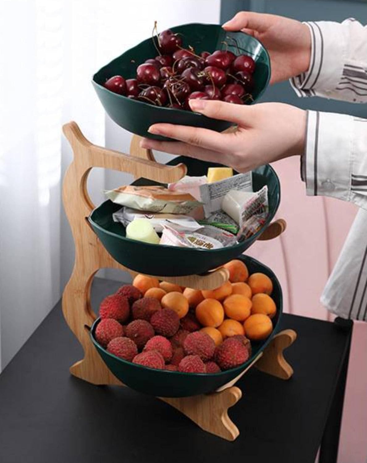 Skanto | Stylish Metal Fruit Stand with 2 or 3 Tiers - StackFruit