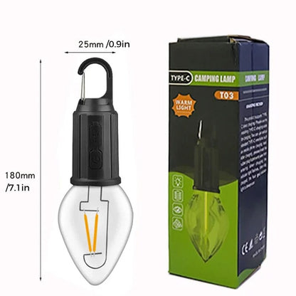New Outdoor Camping Hanging Type-C Charging Retro Bulb Light | Karnz