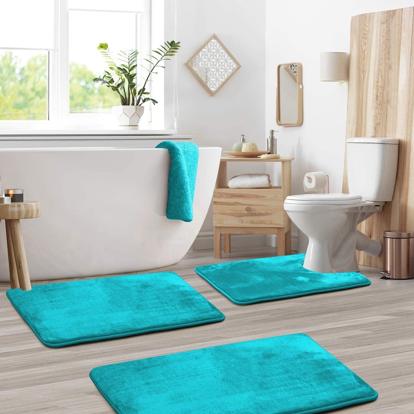 Skanto | VelvaLuxe 3-Piece Memory Foam Bath Mat Set – Non-Slip, Absorbent & Washable