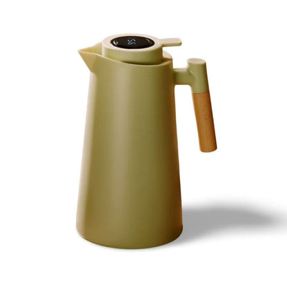 BowLift | Insulated Glass Thermo Jug – Temperature Display & Wood Handle