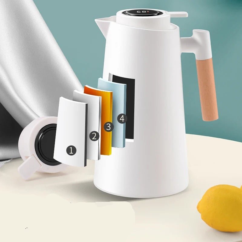 Skanto | ThermoWood – Smart Insulated Thermos with Digital Temperature Display & Wood Handle