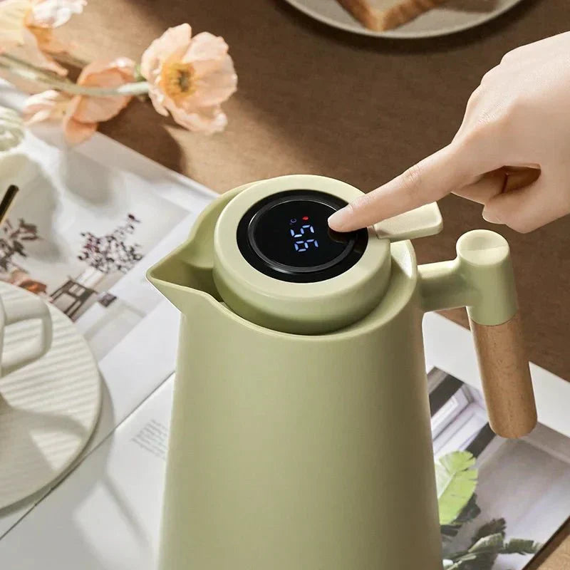 BowLift | ThermoWood – Smart Insulated Thermos Jug with Digital Temperature Display & Wooden Handle
