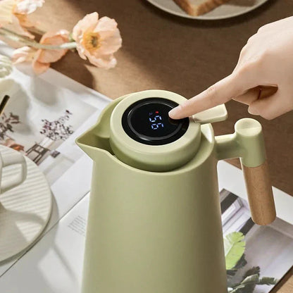 Skanto | ThermoWood – Smart Insulated Thermos with Digital Temperature Display & Wood Handle