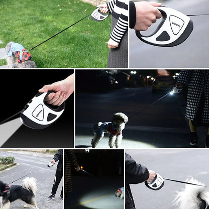 SafePaw - Luxury LED Retractable Dog Leash with Ergonomic Grip Bowlift