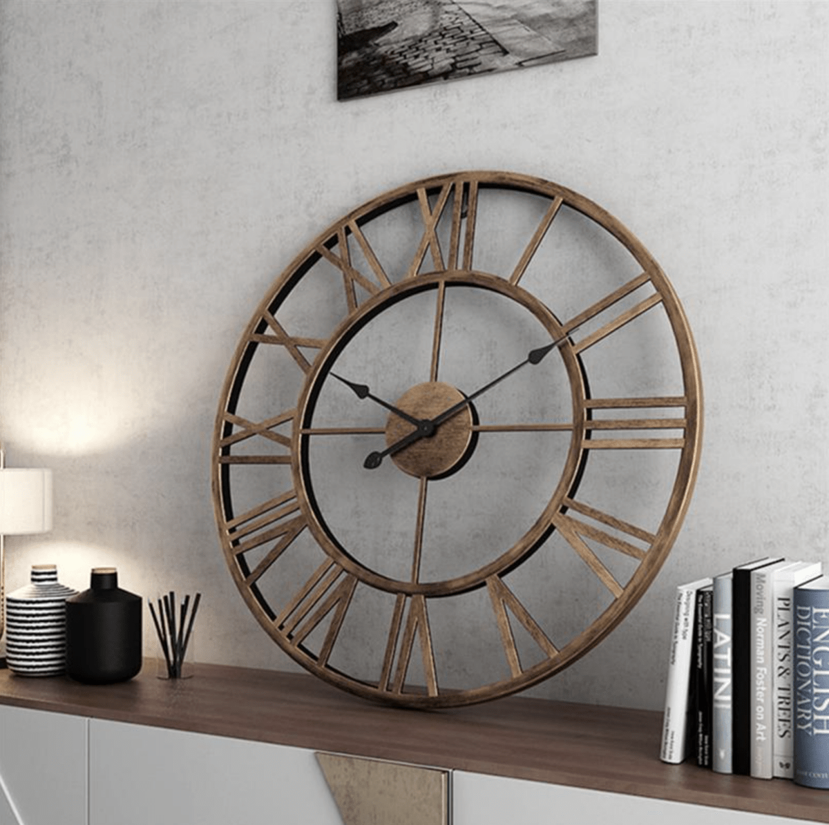 BowLift | TIMEMESH – Skeleton Wall Clock with Silent Non-Ticking Mechanism