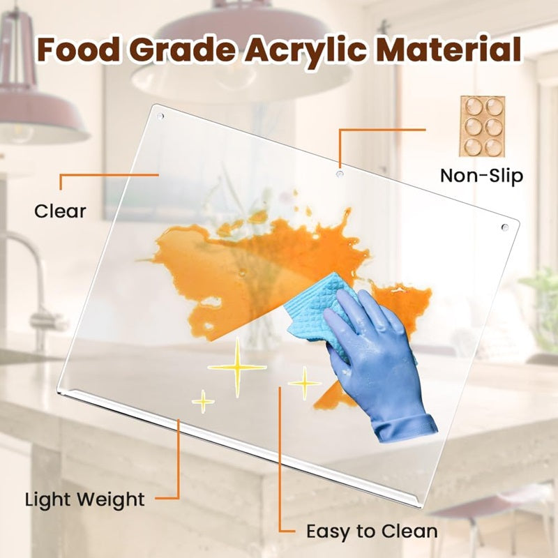 Skanto | Clear Cutting Board with Edge | Transparent Acrylic Kitchen Countertop Protector