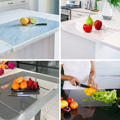 Skanto | Clear Cutting Board with Edge | Transparent Acrylic Kitchen Countertop Protector