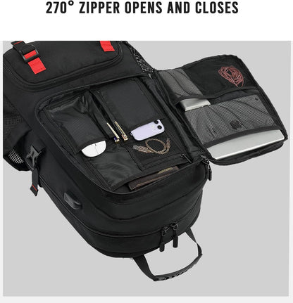 60L waterproof travel laptop backpack with USB port and shoe compartment | Karnz