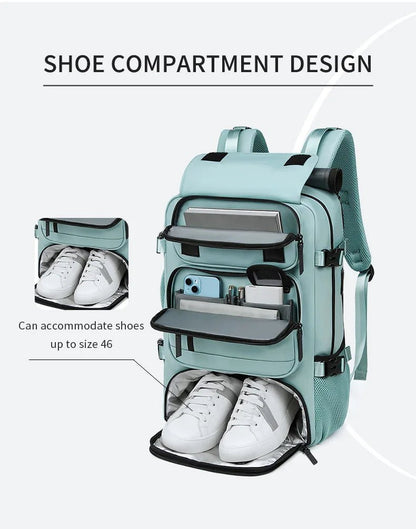 BowLift | TRAVELMAX Pack – Waterproof Travel Backpack with USB Port, Shoe Compartment & Anti-Theft Pocket