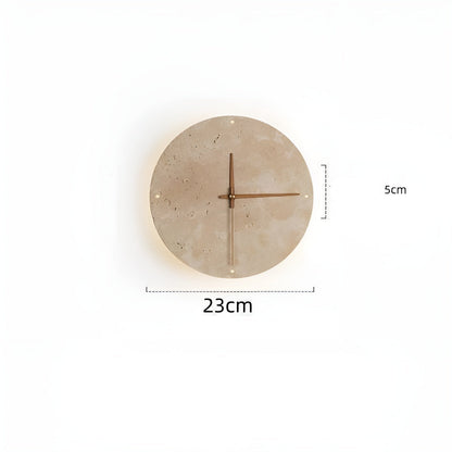 Travertine Wall Clock with LED Light – Minimalist & Decorative | High-Quality Natural Stone Clock | Karnz