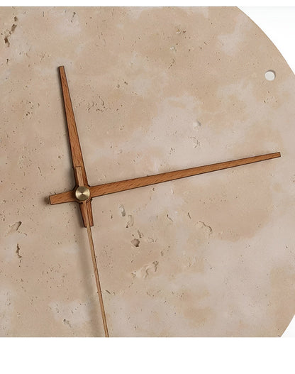 Travertine Wall Clock with LED Light – Minimalistic & Decorative | High-Quality Natural Stone Clock | Bowlift
