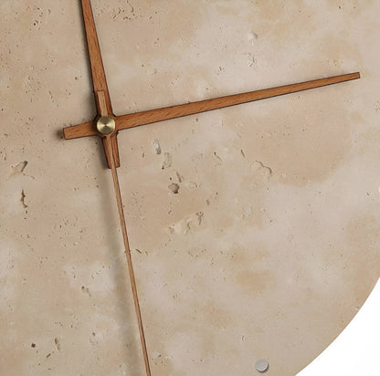 Travertine Wall Clock with LED Light – Minimalistic & Decorative | High-Quality Natural Stone Clock | Bowlift