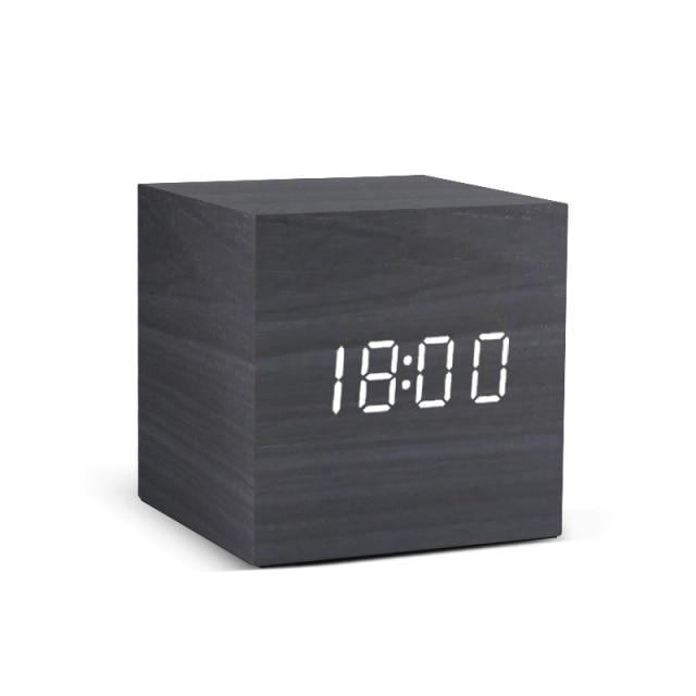 Sandsberg | Wood LED Alarm Clock | Minimalist Cube Design with Temperature Display | Multiple Colors
