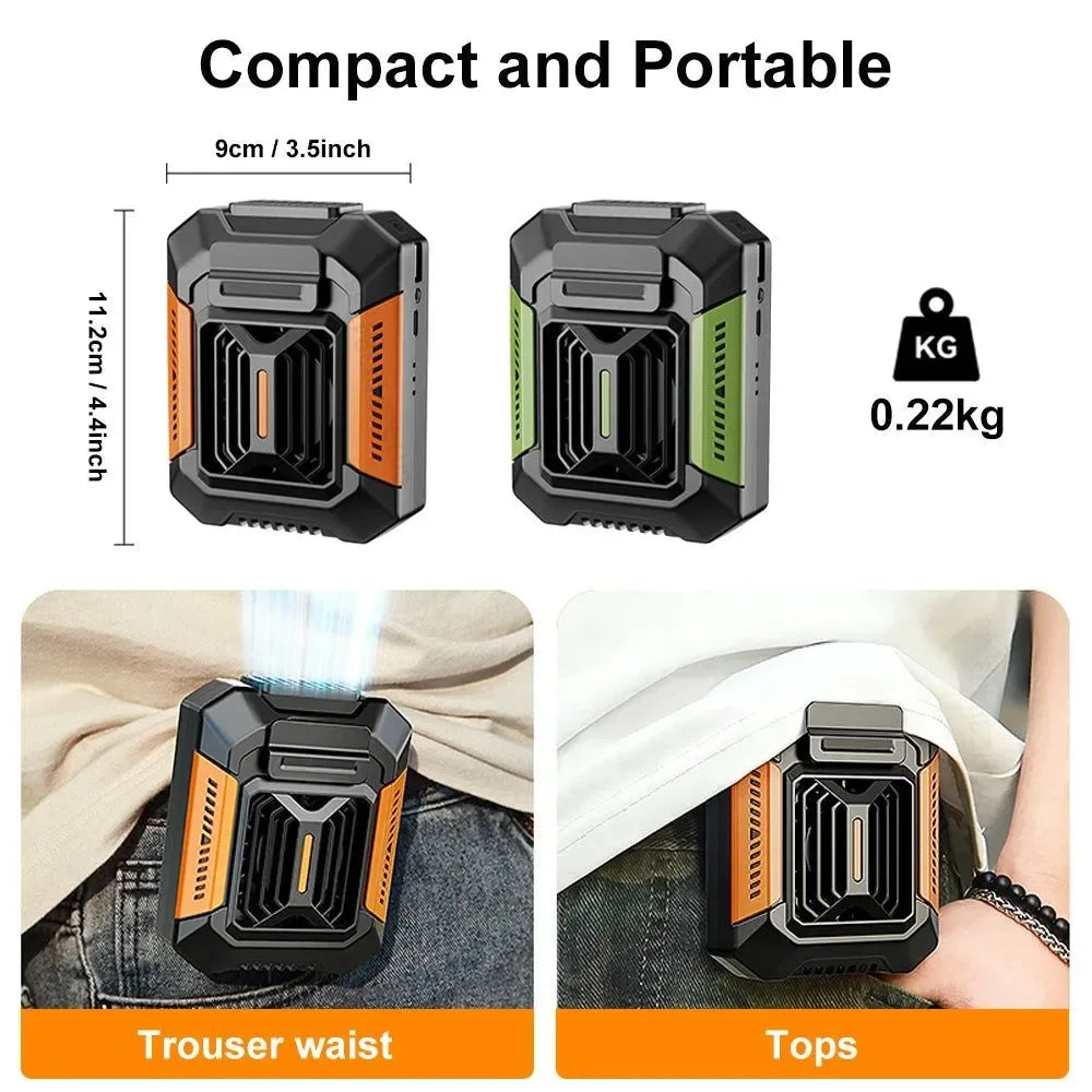 Portable Waist Clip Fan | USB Rechargeable Hanging Fan for Outdoor, Camping, Running, Sports | Bowlift