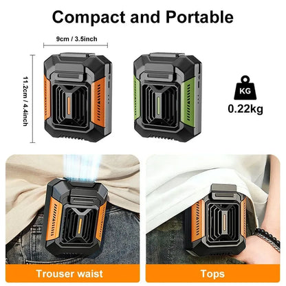Portable Waist Clip Fan | USB Rechargeable Hanging Fan for Outdoor, Camping, Running, Sports | Bowlift