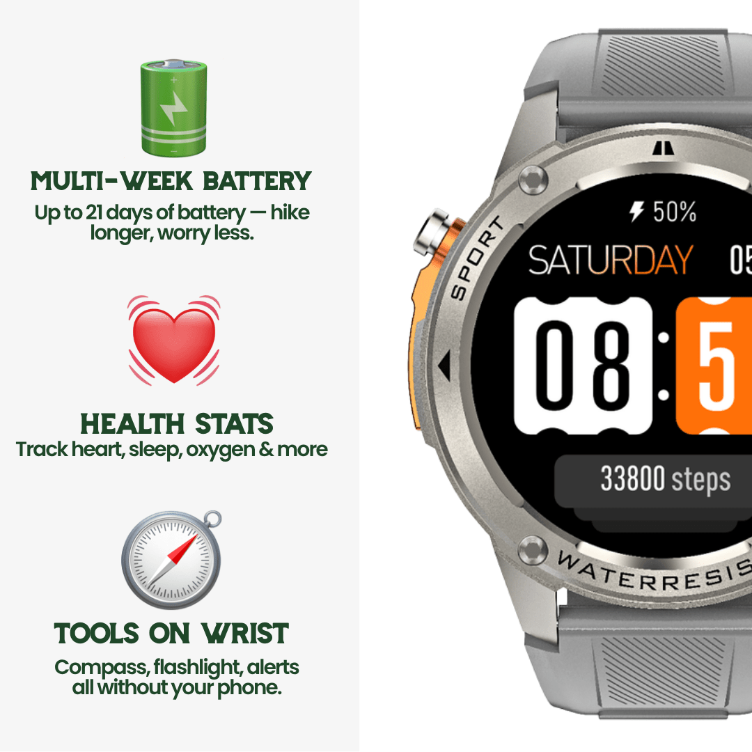 Skanto | TrekSight X – Rugged Smartwatch with GPS and Health Monitoring