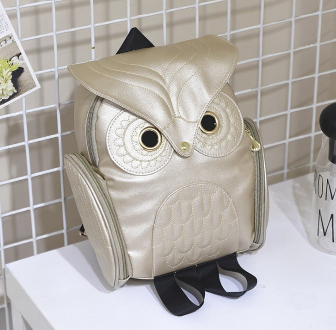 PU Leather Owl Print Backpack for Women – Multi-Pocket Design | Bowlift