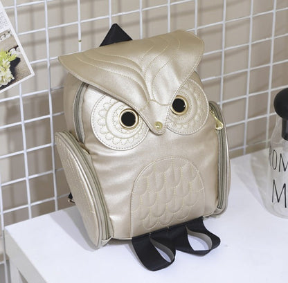 PU Leather Owl Print Backpack for Women – Multi-Pocket Design | Bowlift