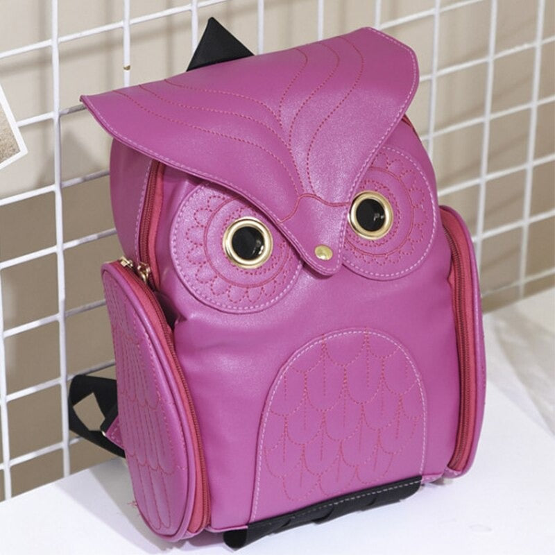PU Leather Owl Print Backpack for Women – Multi-Pocket Design | Bowlift