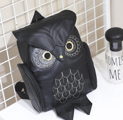 PU Leather Owl Print Backpack for Women – Multi-Pocket Design | Bowlift