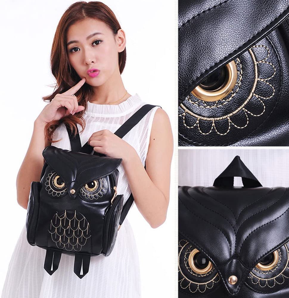 PU Leather Owl Print Backpack for Women – Multi-Pocket Design | Bowlift