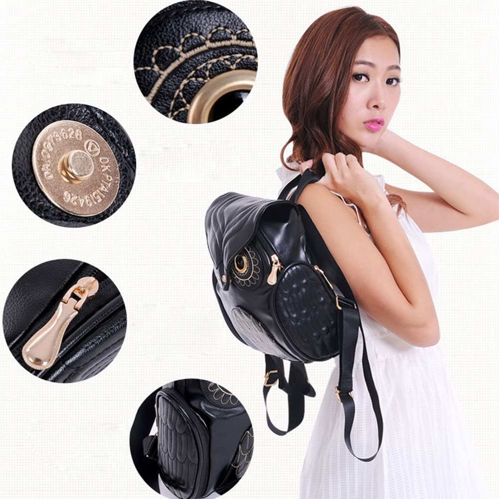 PU Leather Owl Print Backpack for Women – Multi-Pocket Design | Bowlift