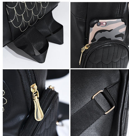 PU Leather Owl Print Backpack for Women – Multi-Pocket Design | Bowlift