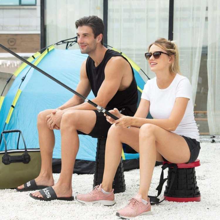 Skanto | UltraCompact Folding Stool | Lightweight, Adjustable Height & Portable for Camping, Fishing, Travel & Home Use