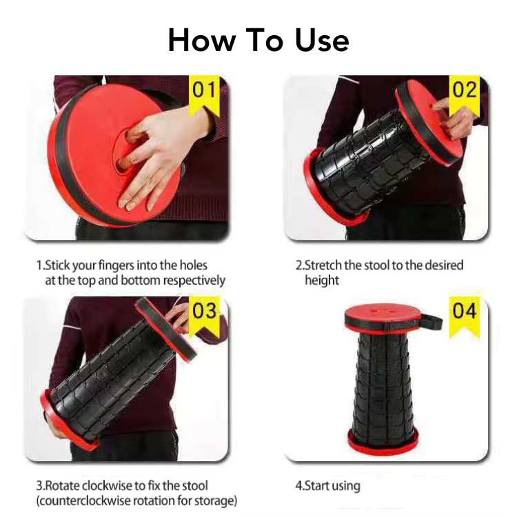 Skanto | UltraCompact Folding Stool | Lightweight, Adjustable Height & Portable for Camping, Fishing, Travel & Home Use