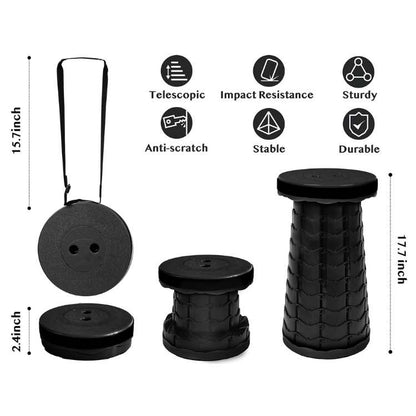 Skanto | UltraCompact Folding Stool | Lightweight, Adjustable Height & Portable for Camping, Fishing, Travel & Home Use
