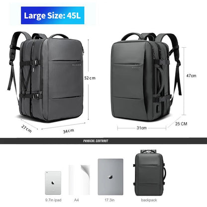 Skanto | URBANFORM Business Backpack – Expandable, Waterproof, USB Charging Port & 17.3" Laptop Compartment