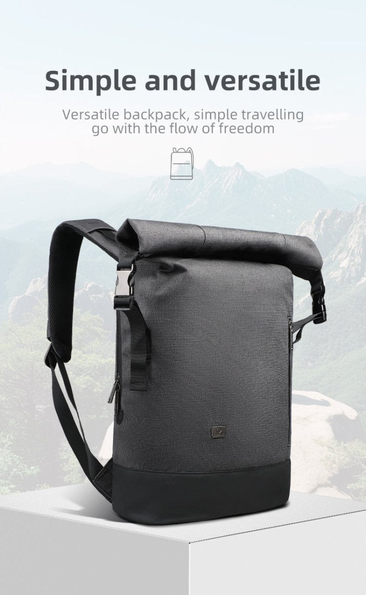Skanto | URBANTRAIL Rolltop Backpack – Expandable and Waterproof Travel Backpack with USB Port and Laptop Compartment