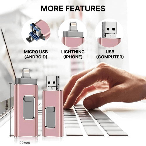 BowLift | USB Flash Drive for iPhone & Android - 128GB High-Speed Storage for Photos, Videos, and Files Transfer