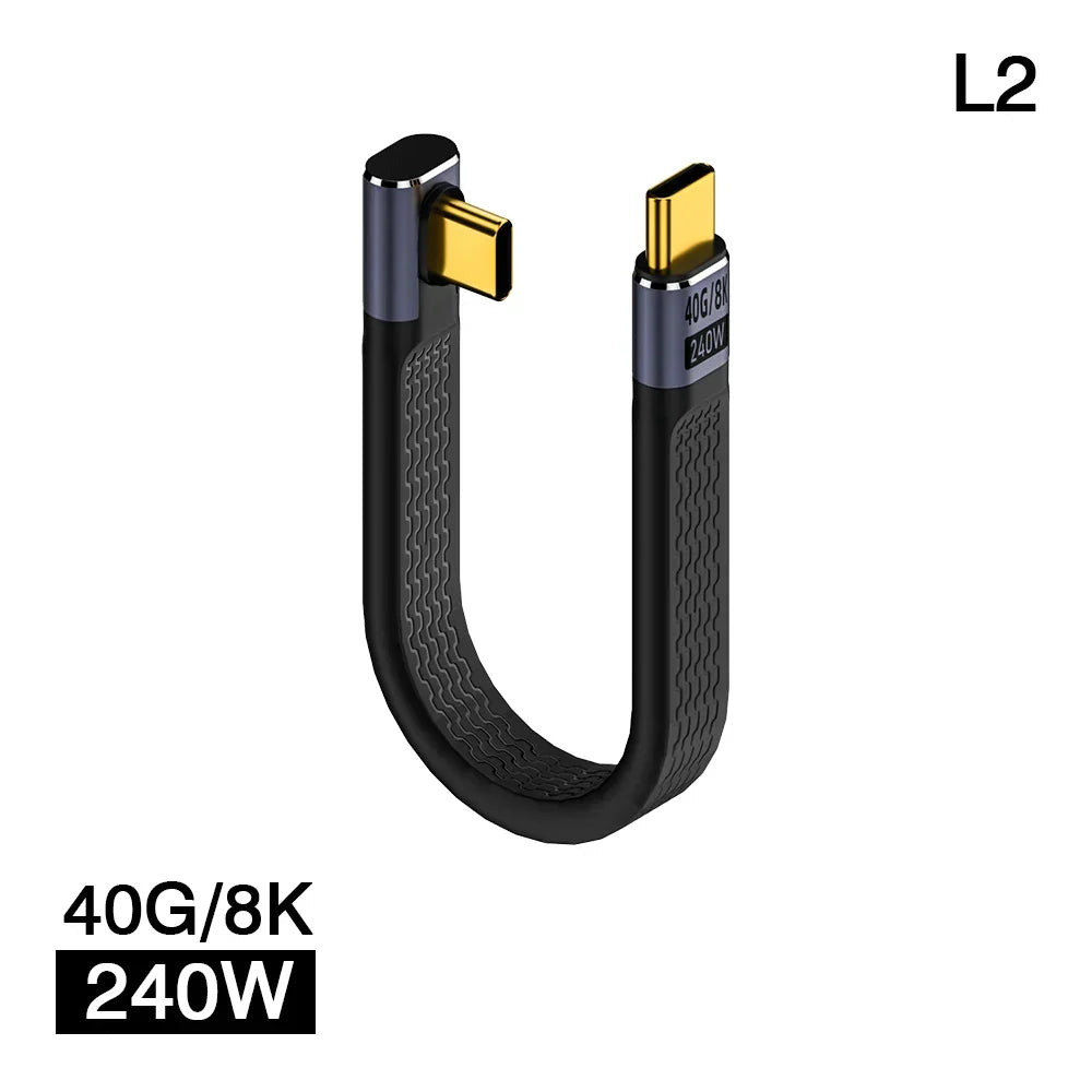 BowLift | USB4 Elbow Connector Cable – 240W, 40Gbps, 8K (1+1 FREE)