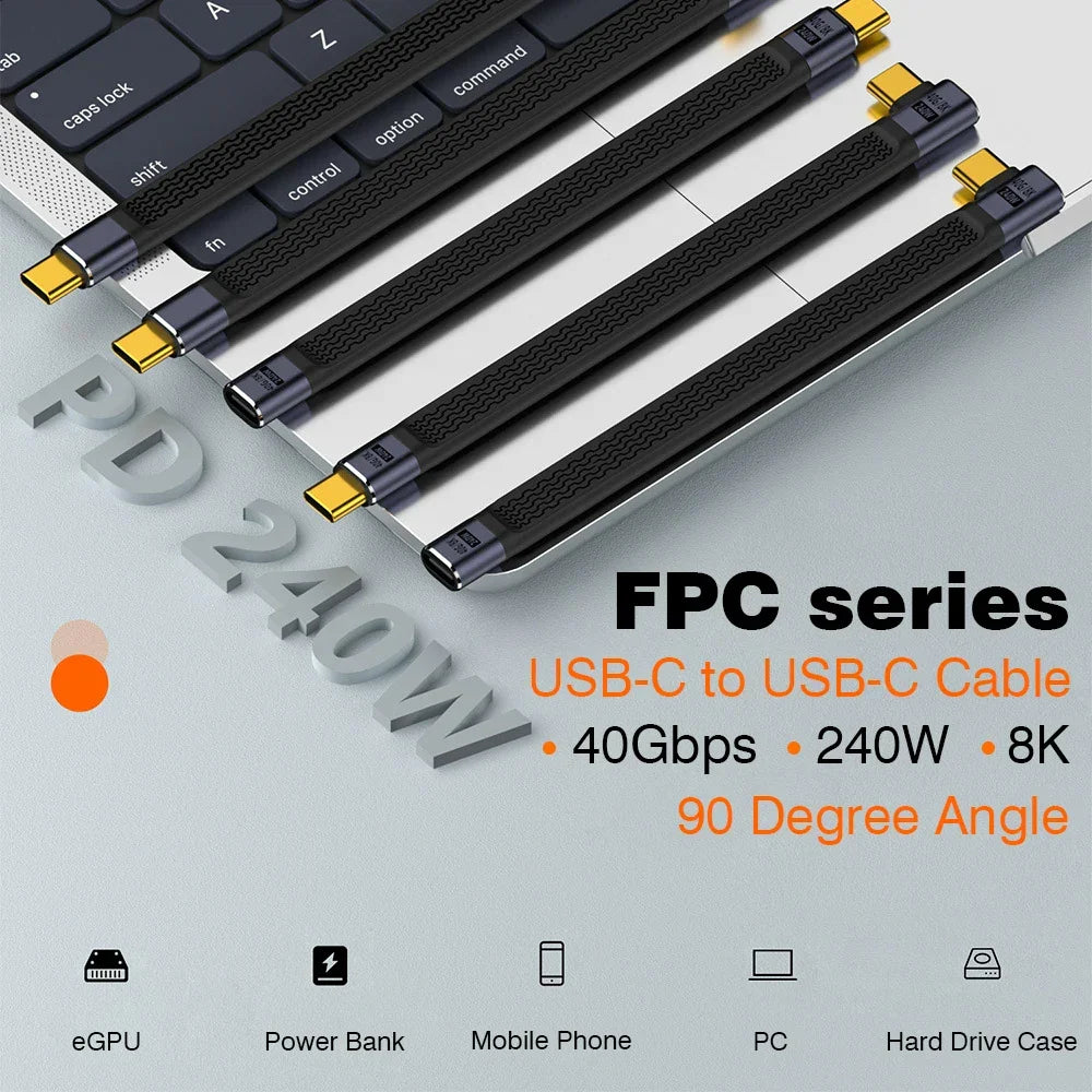 BowLift | USB4 Elbow Connector Cable – 240W, 40Gbps, 8K (1+1 FREE)