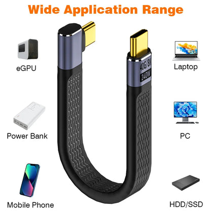 BowLift | USB4 Elbow Connector Cable – 240W, 40Gbps, 8K (1+1 FREE)