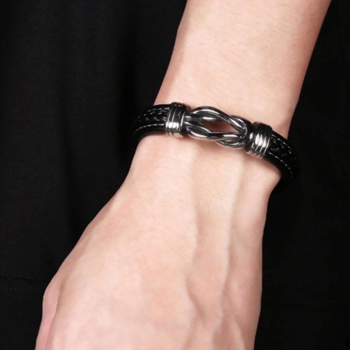 Braided Leather Knot Bracelet For Grandson From Grandmother Love Forever Bowlift