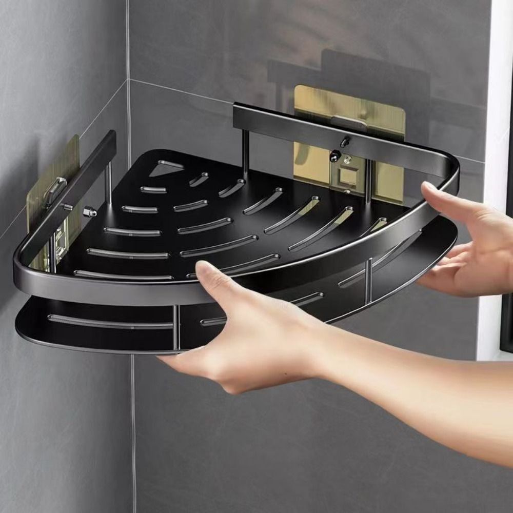 Corner Holder Aluminum Wall Shelf – Space-Saving Bathroom Organizer Without Drilling | Bowlift