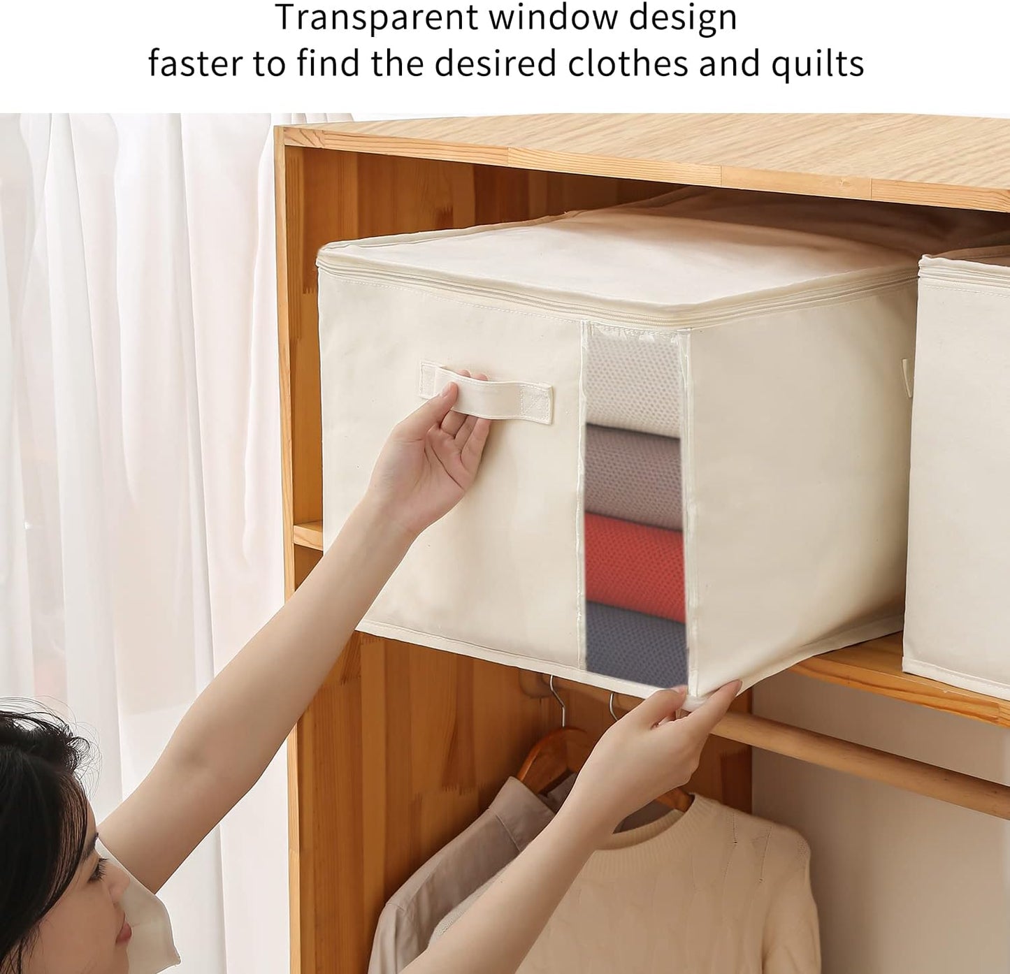 Brehn | Canvas Clothing Storage Organizer Set – Double-Zipper Bag with Handles & Clear Window