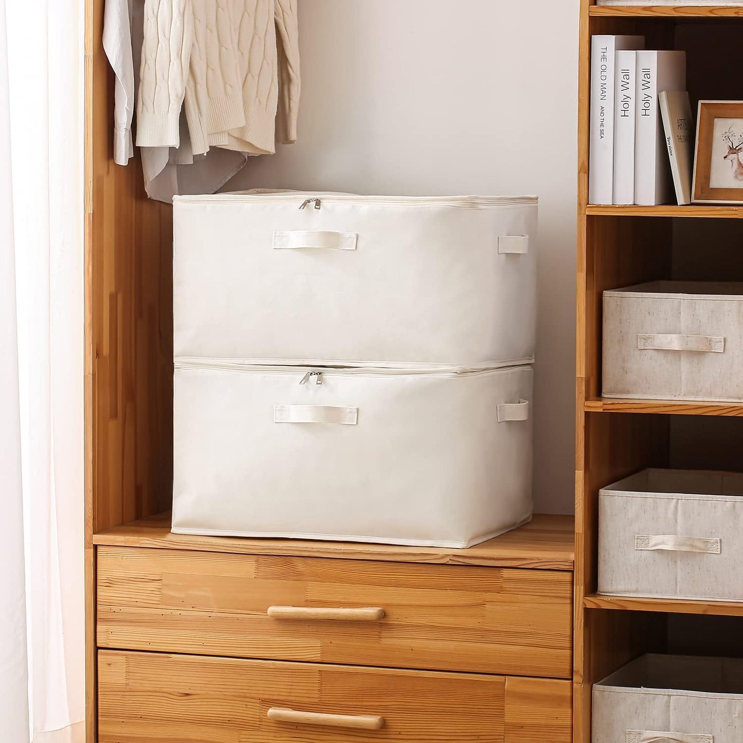 Brehn | Canvas Clothing Storage Organizer Set – Double-Zipper Bag with Handles & Clear Window