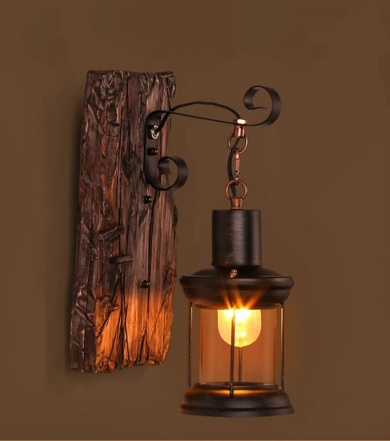Skanto | Veritas Wall Lamp – Glass Cylinder with Wood Base & Modern LED Design