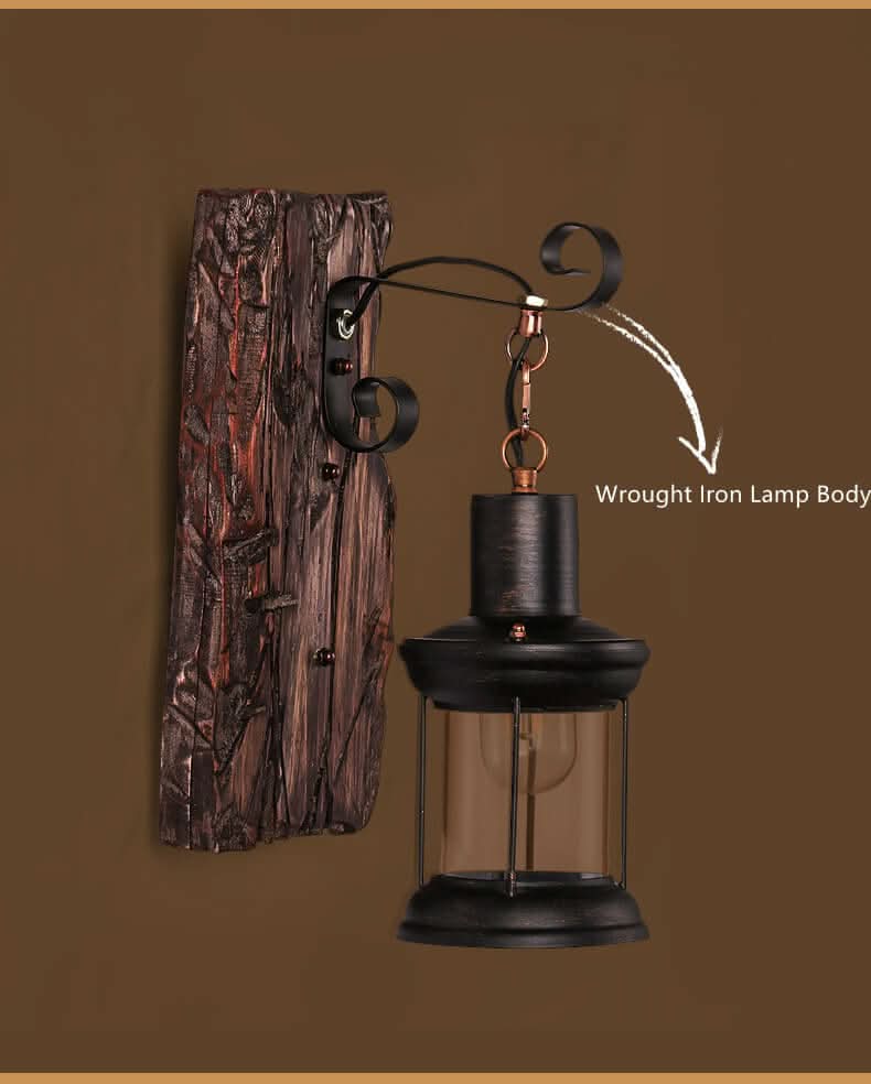 Skanto | Veritas Wall Lamp – Glass Cylinder with Wood Base & Modern LED Design