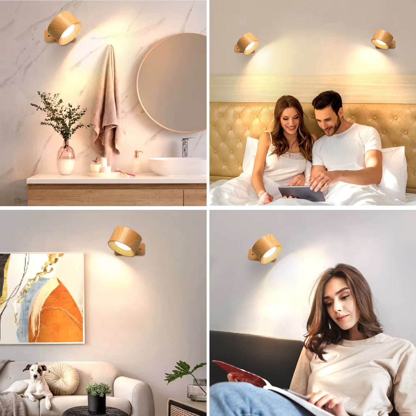 Skanto | Battery Powered Wall Light | Rechargeable, 360° Adjustable & Wireless for Bedrooms, Hallways & Reading Nooks