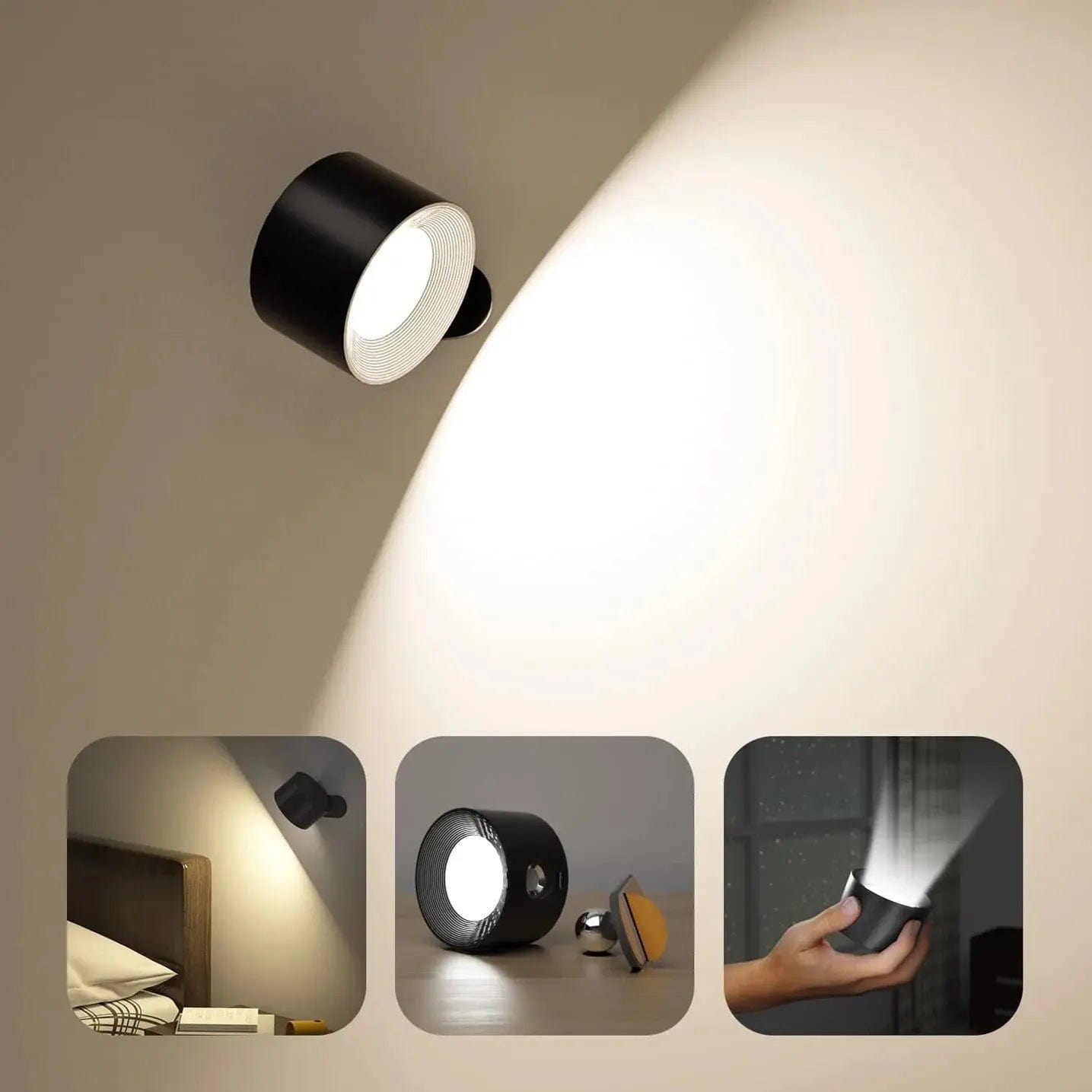 Skanto | Battery Powered Wall Light | Rechargeable, 360° Adjustable & Wireless for Bedrooms, Hallways & Reading Nooks