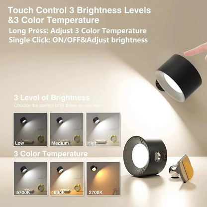 Skanto | Battery Powered Wall Light | Rechargeable, 360° Adjustable & Wireless for Bedrooms, Hallways & Reading Nooks