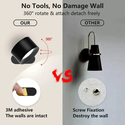 Skanto | Battery Powered Wall Light | Rechargeable, 360° Adjustable & Wireless for Bedrooms, Hallways & Reading Nooks