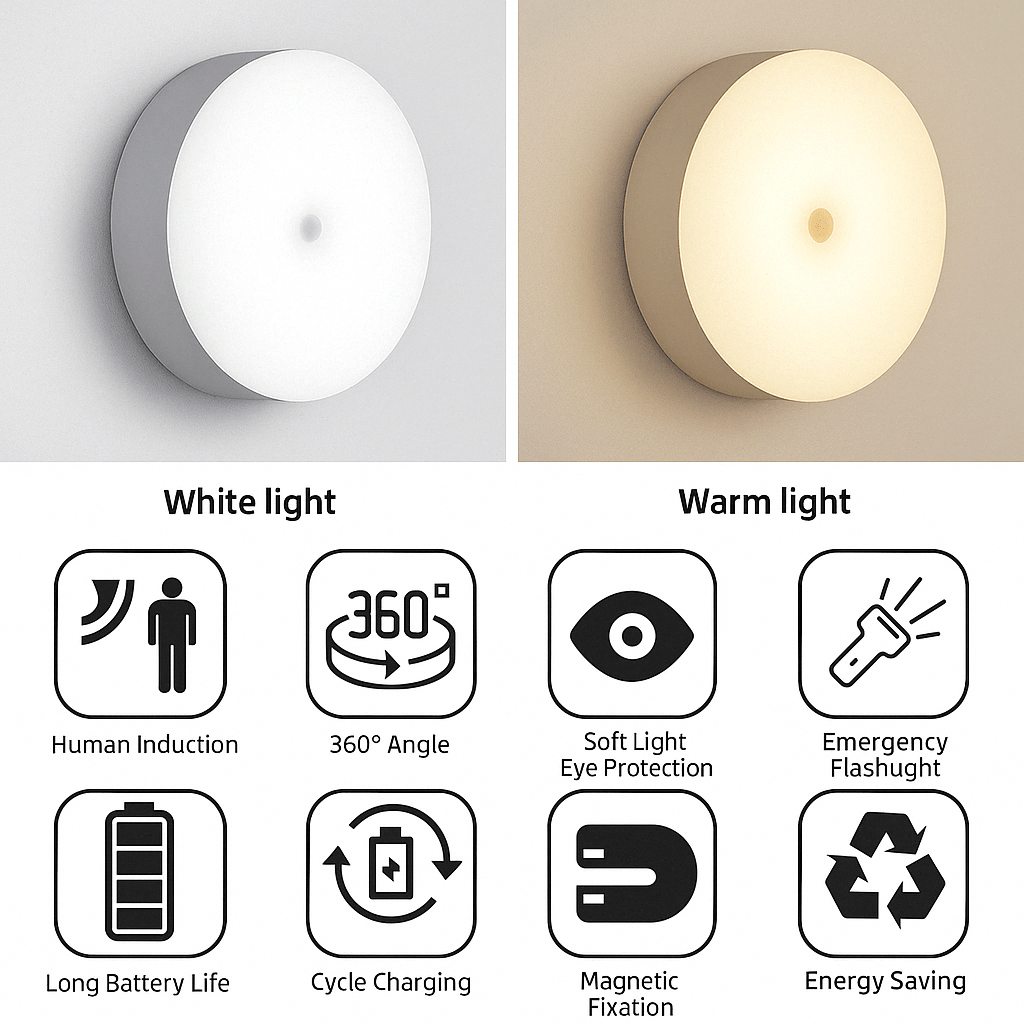 Skanto | Rechargeable Motion Sensor LED Light | Energy Saving, USB Rechargeable & Ideal for Walkways, Stairs, Wardrobes & Closets